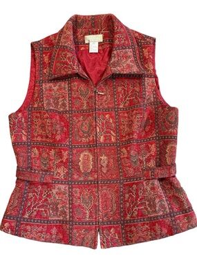 The Territory Ahead Red and Gold Woven Jacket Vest